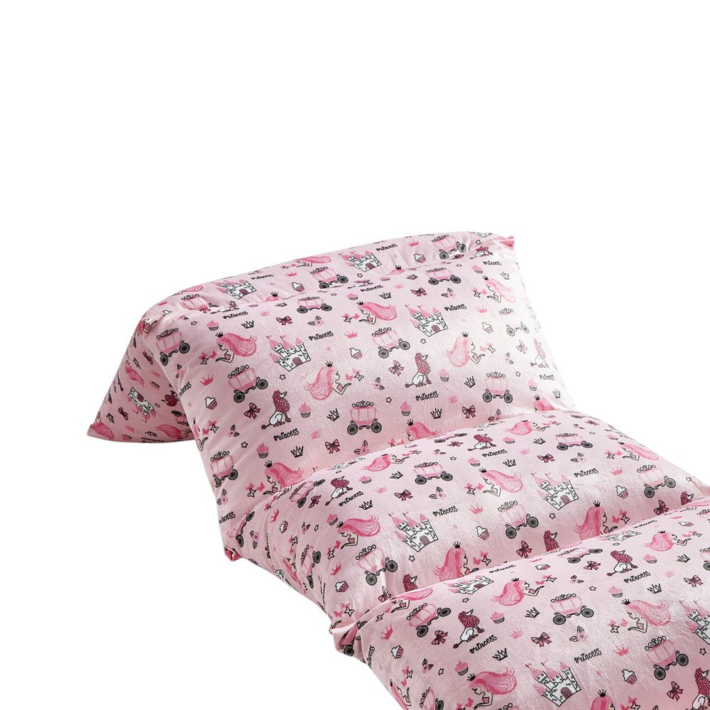 26" Pink and White Microfiber Unicorn Pouf Cover