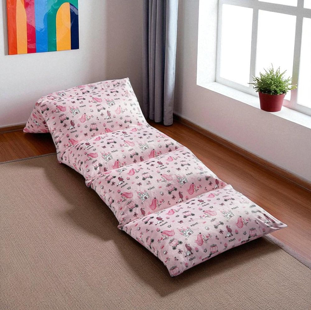 26" Pink and White Microfiber Unicorn Pouf Cover