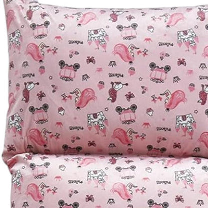 26" Pink and White Microfiber Unicorn Pouf Cover