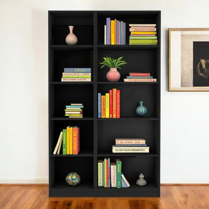 71" Black Five Tier Bookcase