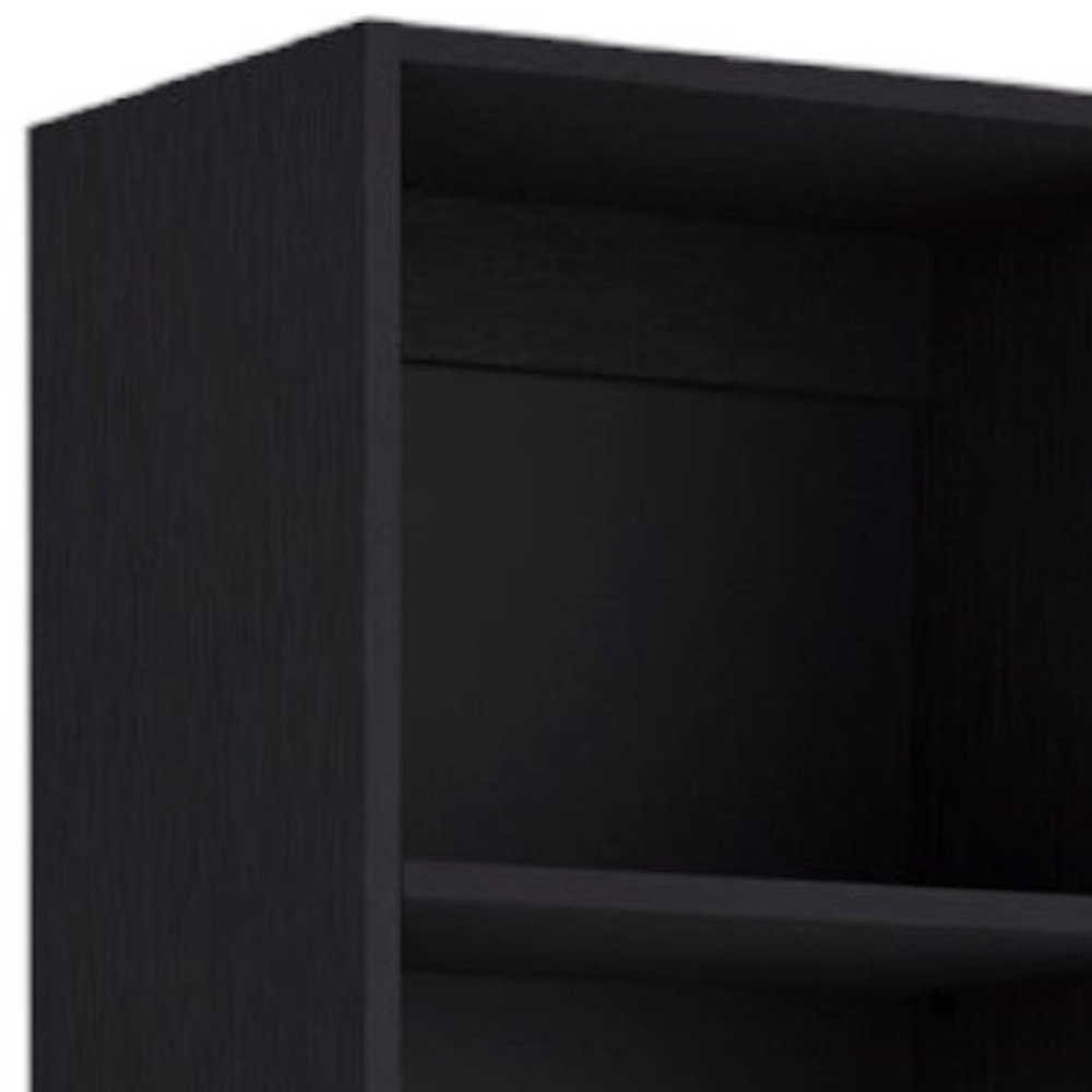 71" Black Five Tier Bookcase