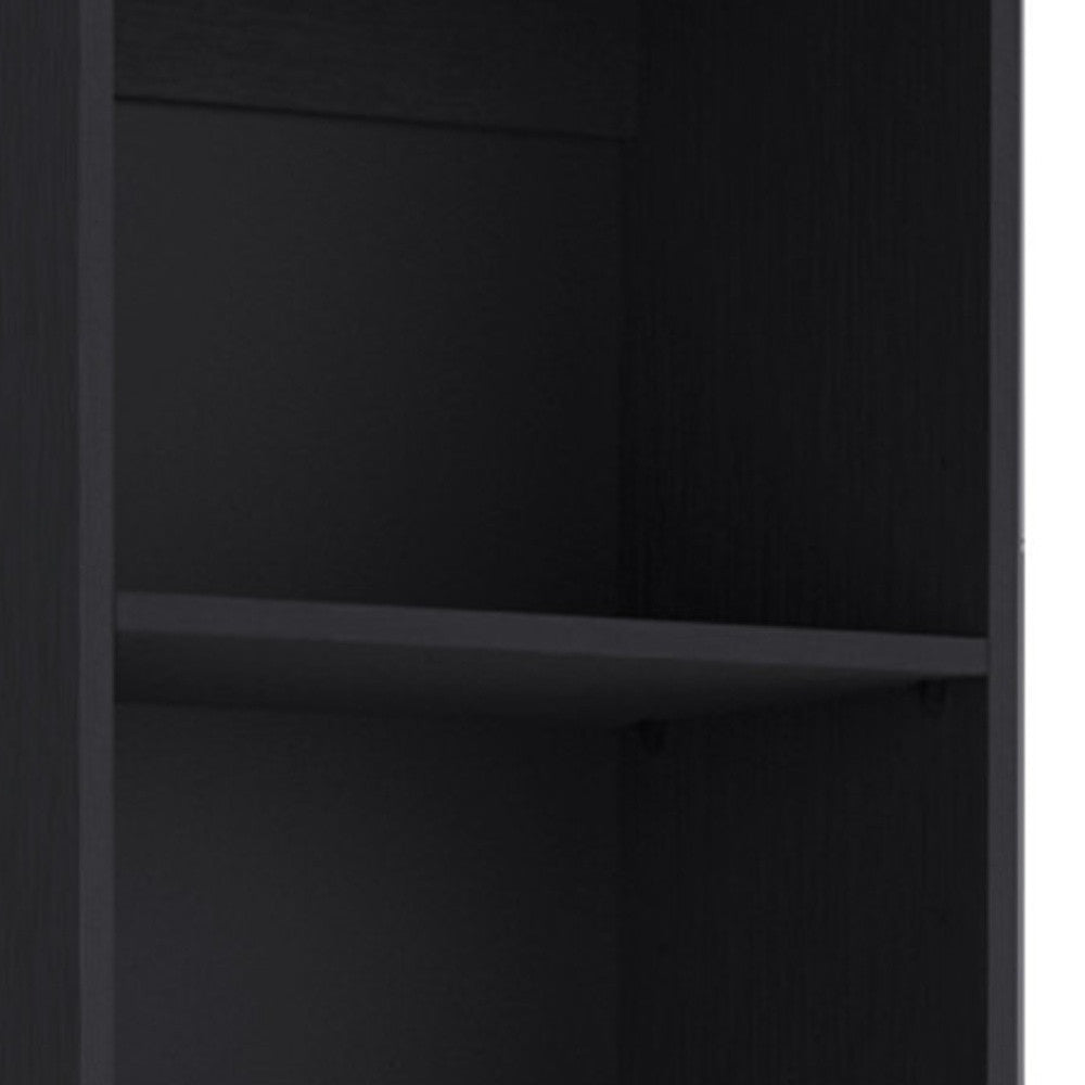 71" Black Five Tier Bookcase with Two doors