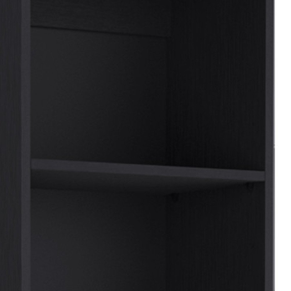 71" Black Five Tier Bookcase with Two doors