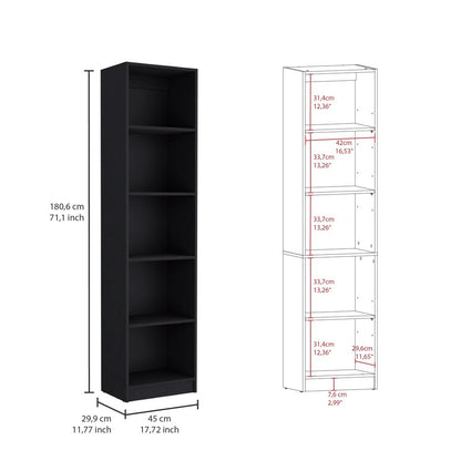 Set of Three Black Five Tier Bookcase
