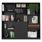 Set of Three Black Wood Five Tier Bookcase with Two Doors