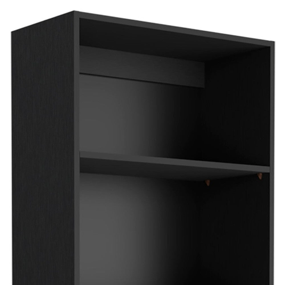 71" Black Five Tier Bookcase