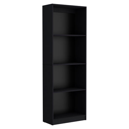 71" Black Five Tier Bookcase with Two doors