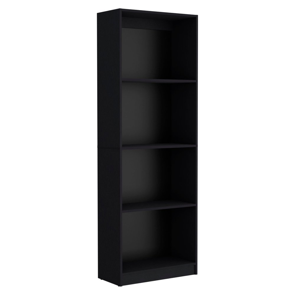 Set of Three Black Wood Four Tier Bookcases
