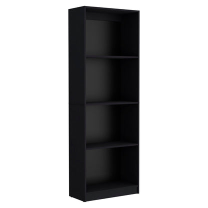 Set of Three Black Wood Four Tier Bookcases