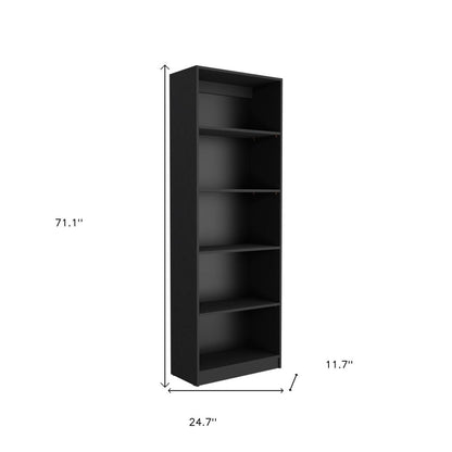 Set of Three Black Wood Four Tier Bookcases