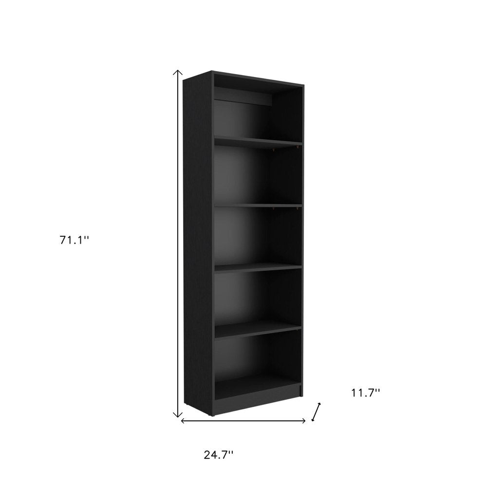 Set of Three Black Wood Four Tier Bookcases