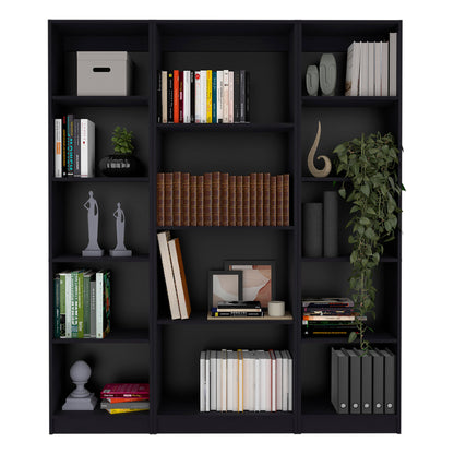 71" Black Four Tier Bookcase