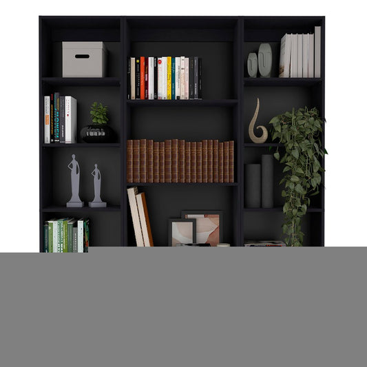 71" Black Four Tier Bookcase