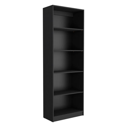 Set of Three Black Five Tier Bookcase with Two Doors