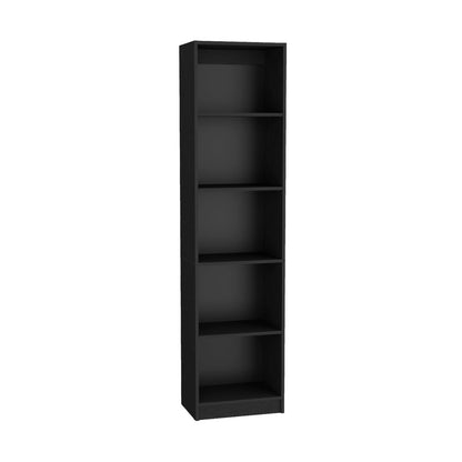 Set of Three Black Five Tier Bookcase with Two Doors