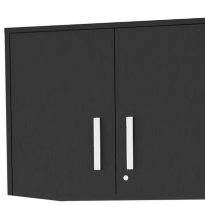 28" Black Wall mounted Accent Cabinet With Six Shelves And Three Drawers