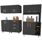 28" Black Wall mounted Accent Cabinet With Nine Shelves And Three Drawers