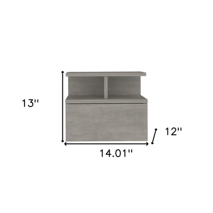 13" Gray Wood One Drawer Floating Nightstand