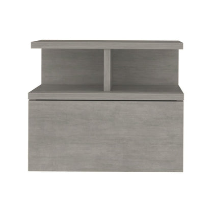 13" Gray Wood One Drawer Floating Nightstand