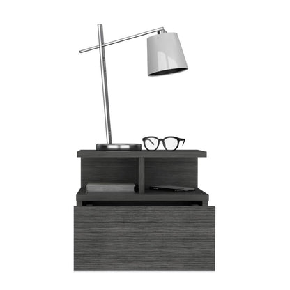 13" Dark Gray Wood One Drawer Floating Nightstand