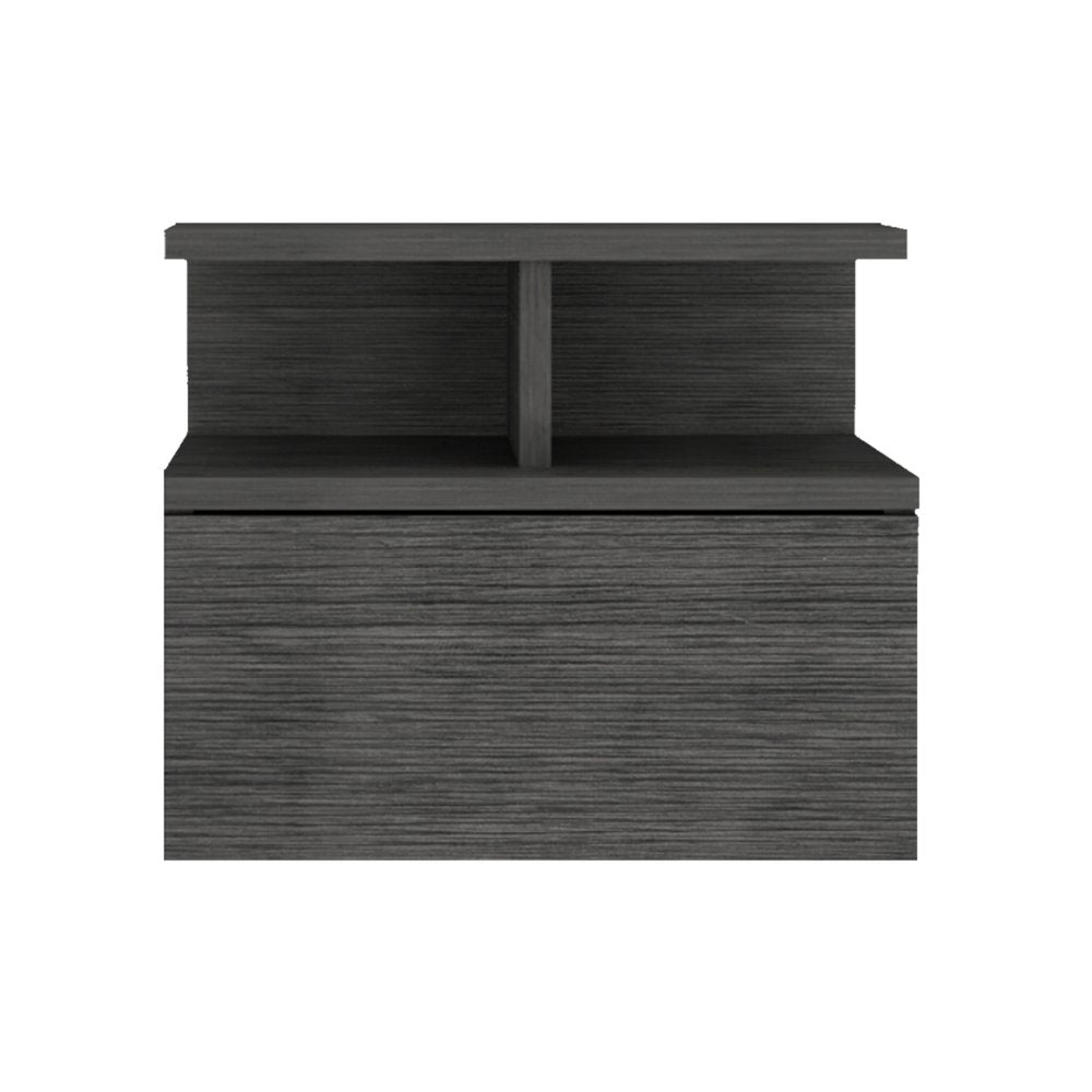 13" Dark Gray Wood One Drawer Floating Nightstand