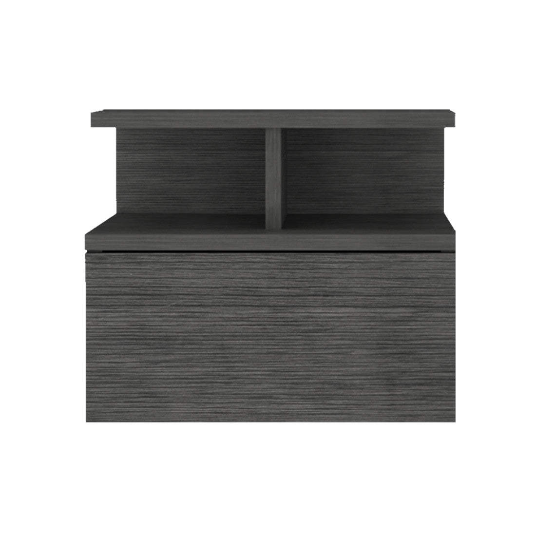 13" Dark Gray One Drawer Faux Wood Floating Nightstand