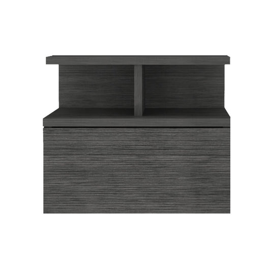 13" Dark Gray Wood One Drawer Floating Nightstand