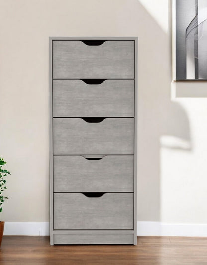 18" Gray Five Drawer Standard Chest