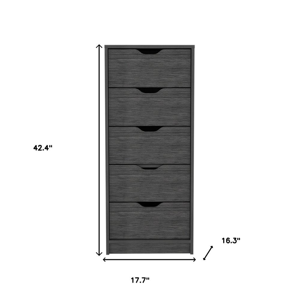 18" Gray Five Drawer Lingerie Chest Dresser