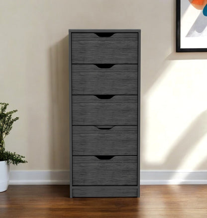 18" Gray Five Drawer Standard Chest