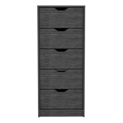 18" Gray Five Drawer Lingerie Chest Dresser