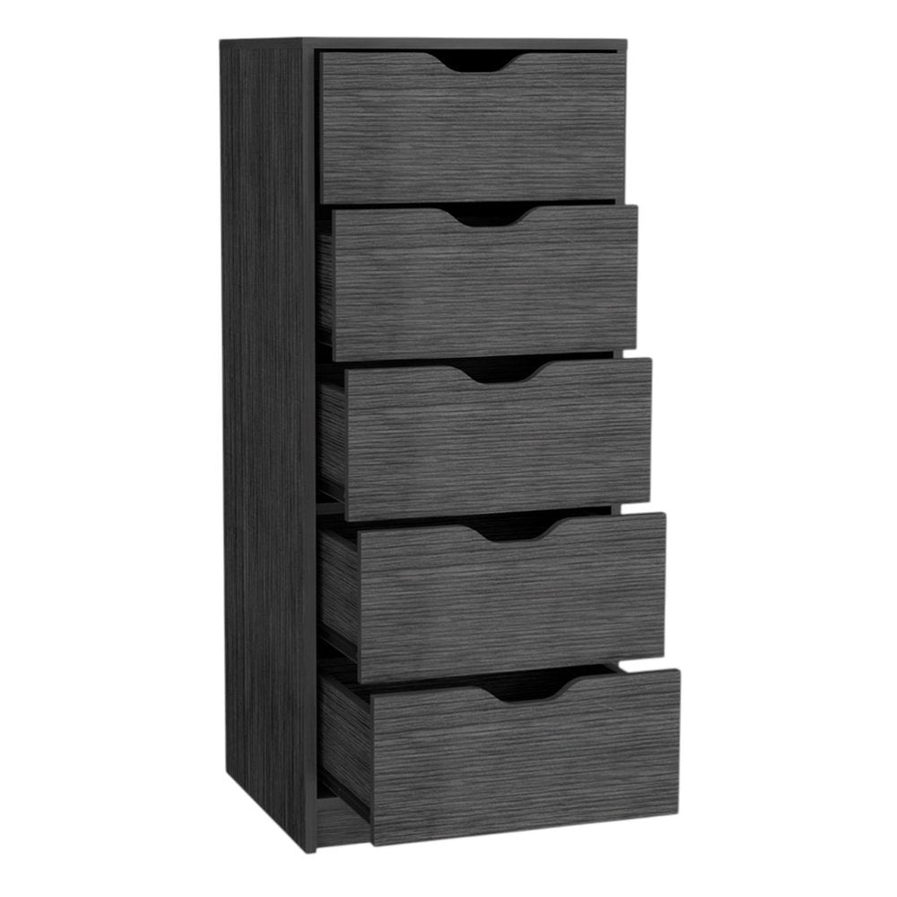 18" Gray Five Drawer Lingerie Chest Dresser