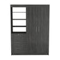 79" Gray Wood Two Door Three Drawer Combo Dresser
