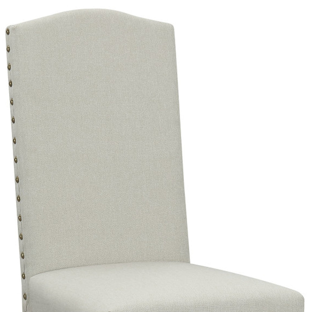 Set of Two Beige And Gray Upholstered Fabric Dining Parsons Chairs