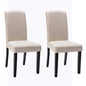 Set of Two Beige And Black Upholstered Polyester Dining Parsons Chairs