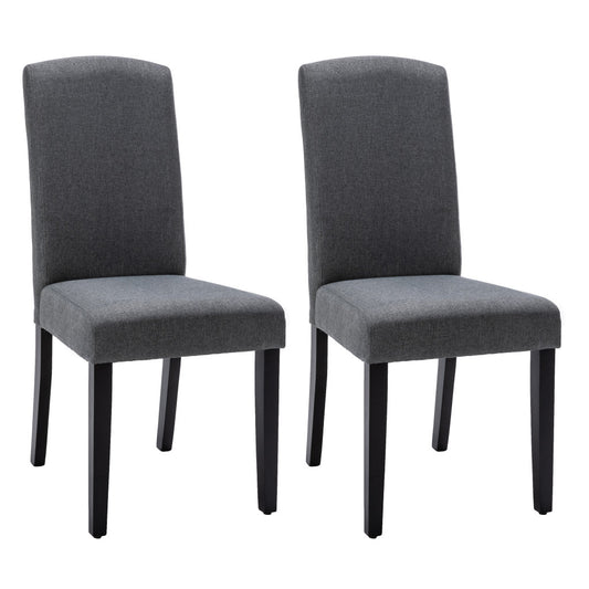 Set of Two Dark Gray And Black Upholstered Polyester Dining Parsons Chairs