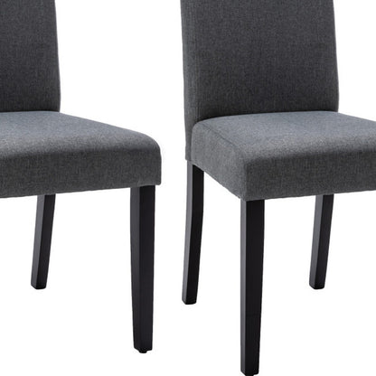 Set of Two Dark Gray And Black Upholstered Polyester Dining Parsons Chairs