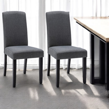 Set of Two Dark Gray And Black Upholstered Polyester Dining Parsons Chairs