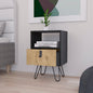 23" Black Wood One Drawer Nightstand