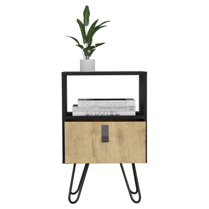 23" Black Wood One Drawer Nightstand