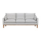 87" Gray Leather Sofa And Toss Pillows With Brown Legs