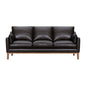 87" Dark Brown Leather Sofa And Toss Pillows With Brown Legs