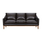 87" Dark Brown Leather Sofa And Toss Pillows With Brown Legs