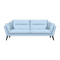 87" Sky Blue Leather Sofa With Black Legs