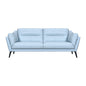 87" Sky Blue Leather Sofa With Black Legs