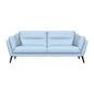 87" Sky Blue Leather Sofa With Black Legs