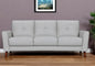 82" Light Slate Gray Leather Sofa With Brown Legs