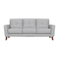 82" Light Slate Gray Leather Sofa With Brown Legs