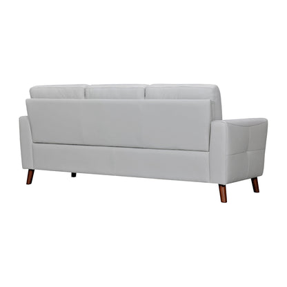 82" Light Slate Gray Leather Sofa With Brown Legs