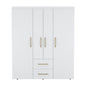 70" White Wood Four Door Two Drawer Combo Dresser